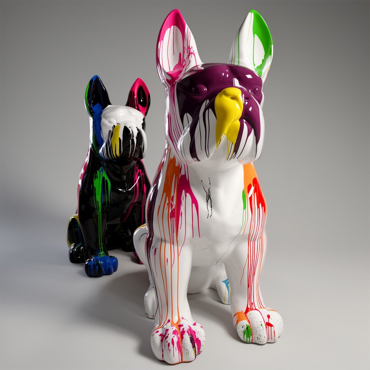 Riesige Dekorative Bulldogge Mehrfarbig Figur – Bild 3