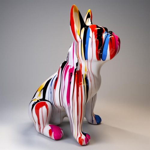 Hund - Sitzende Bulldoggenfigur SL, Mehrfarbige Version