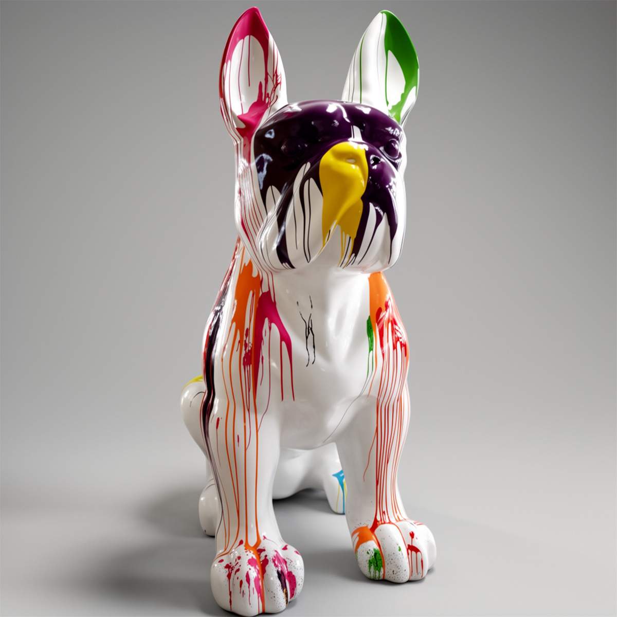 Riesige Dekorative Bulldogge Mehrfarbig Figur – Bild 2