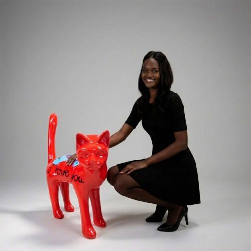 Katze Glasfaser Figuren Mittelgroß