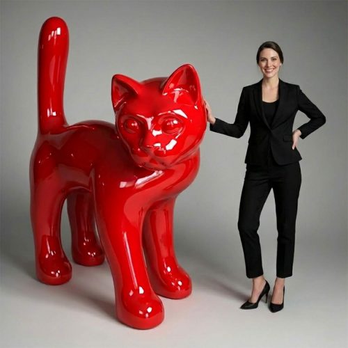 Große, Einfarbige -Figuren der Katze Aus -Glasfaser
