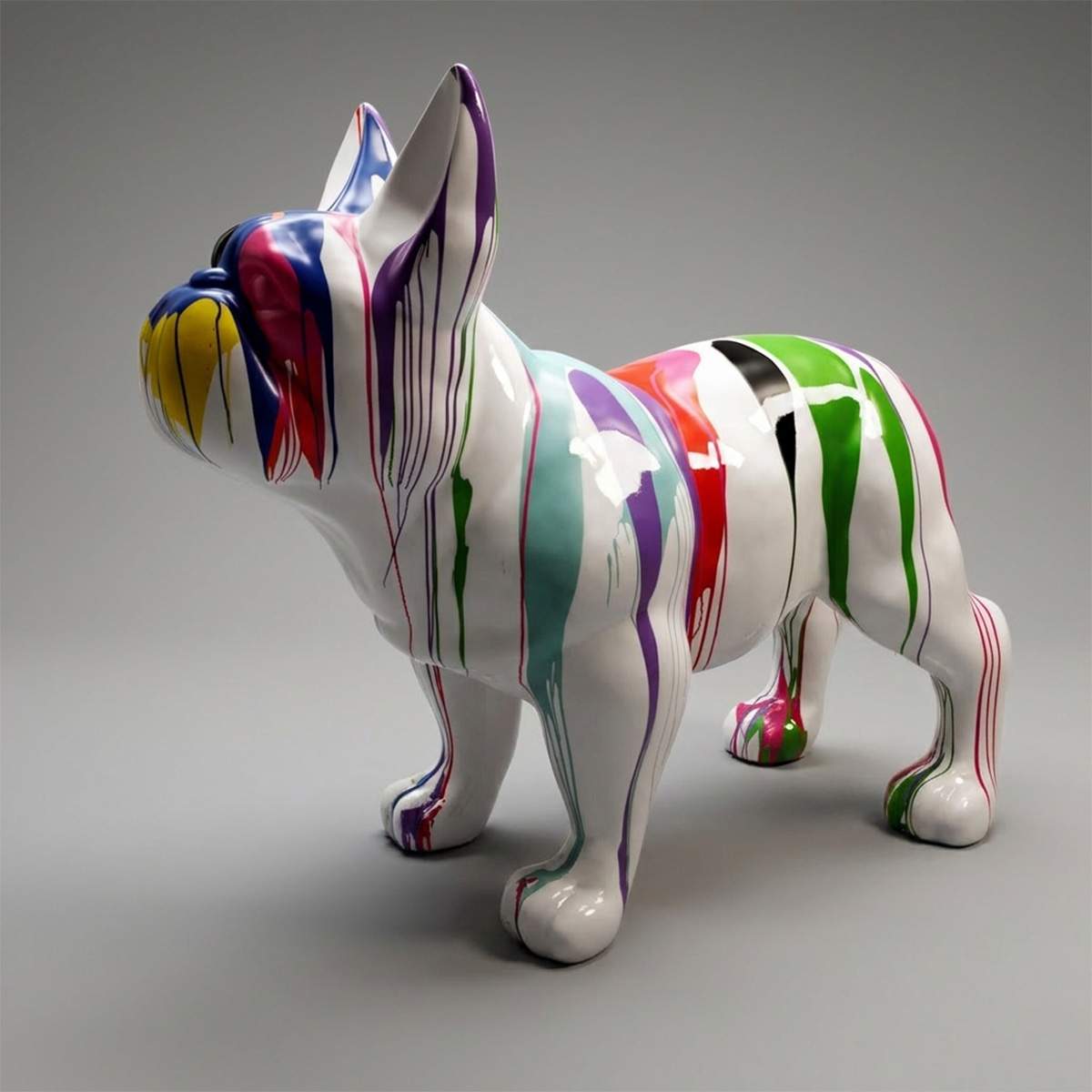 Große Dekorative Welpe Bulldogge Mehrfarbig Figur