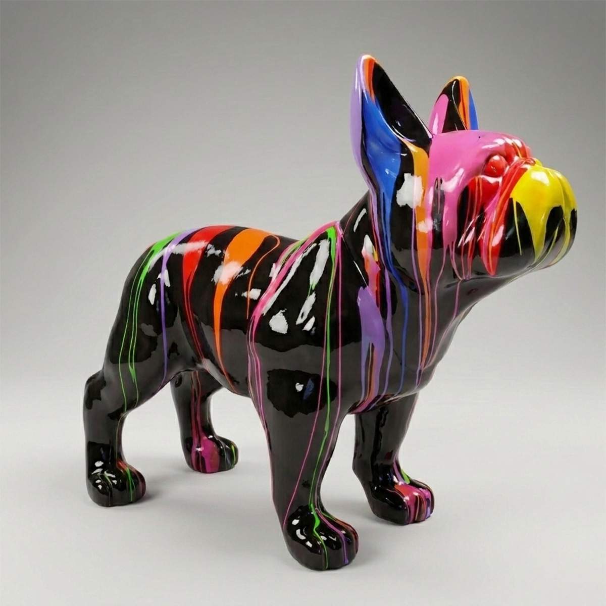Große Dekorative Welpe Bulldogge Mehrfarbig Figur – Bild 5