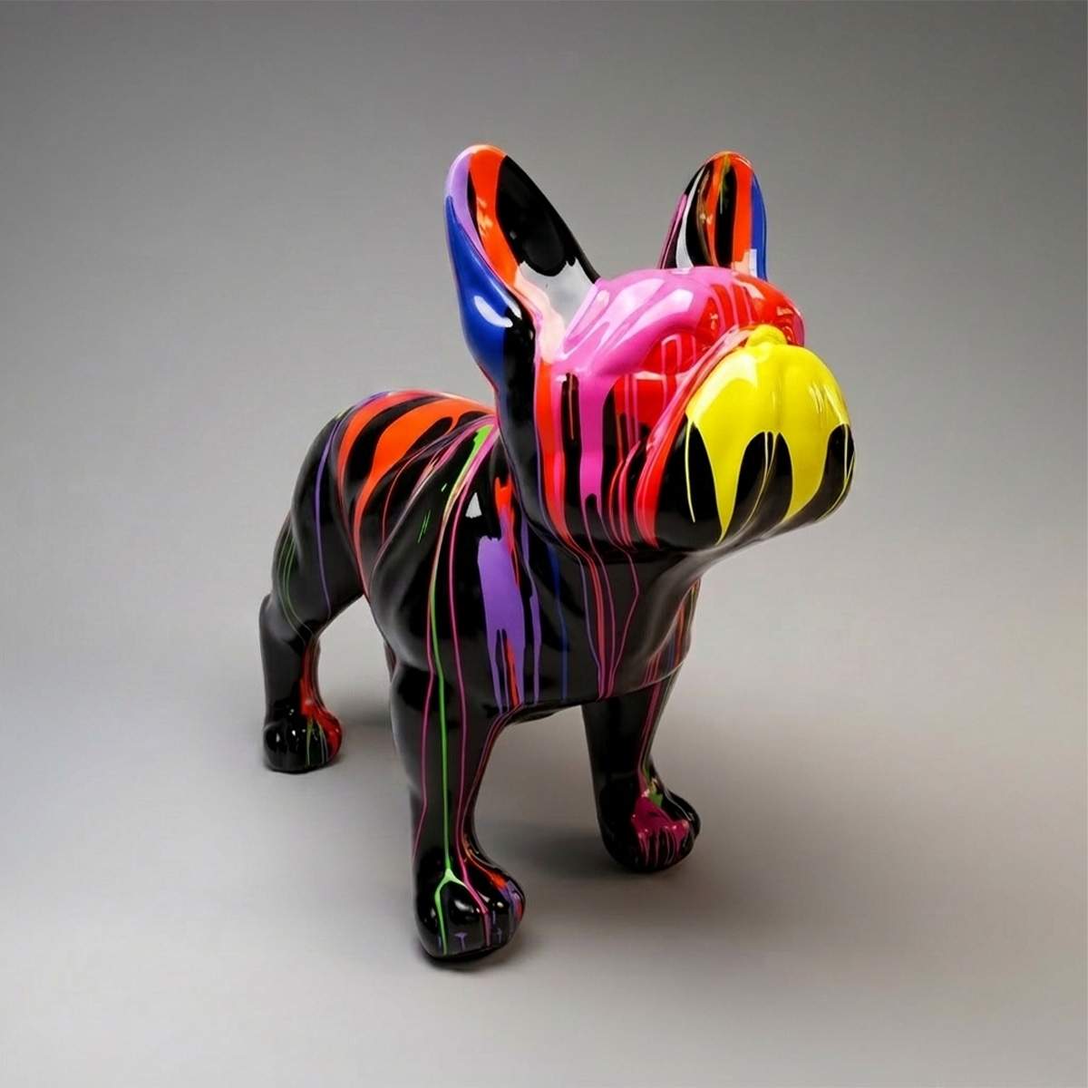 Große Dekorative Welpe Bulldogge Mehrfarbig Figur – Bild 6
