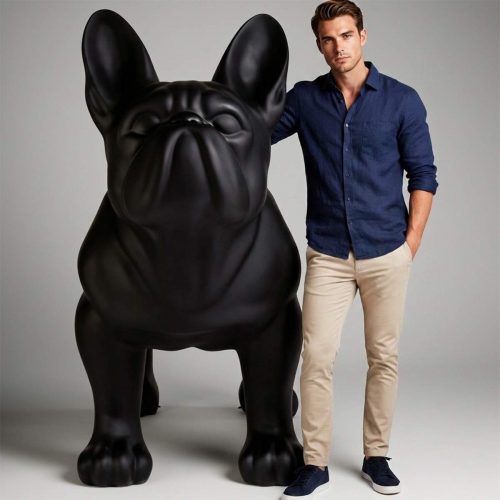 Überbroßer Französcher Bulldogge Welpe -Figuren - Einfarbig