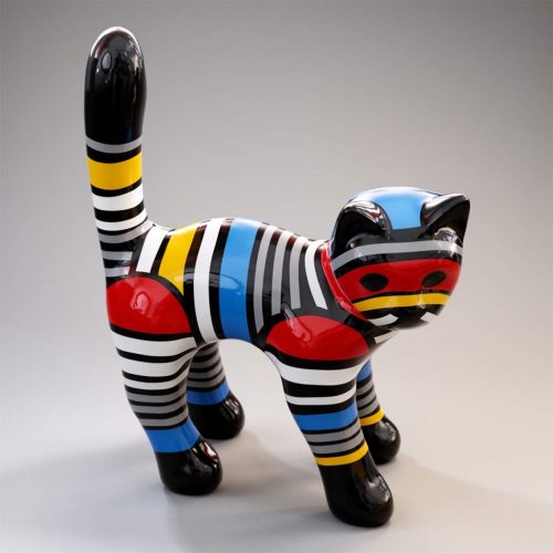 Katze Stehend DeFigur, Katzenfigur, Gartenfigur - Einfarbig