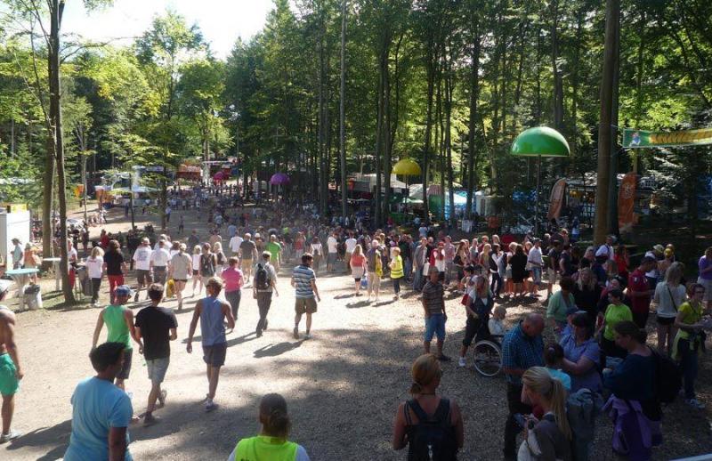 Festival-Lampen 4 Ludzie spacerujÄ…cy po lesie podczas festiwalu.