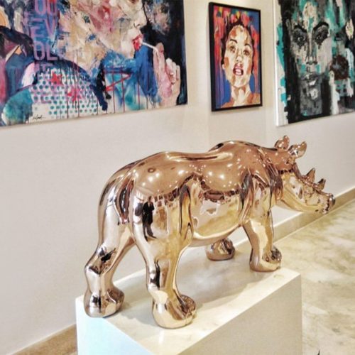 Nashorn Resin Deko Figuren Verchromt