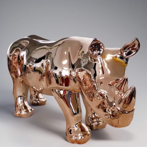 Nashorn Resin Deko Figuren Verchromt