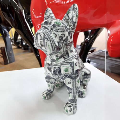 Mała figurka siedzący pies Bulldog Francuski - edycja pop-art