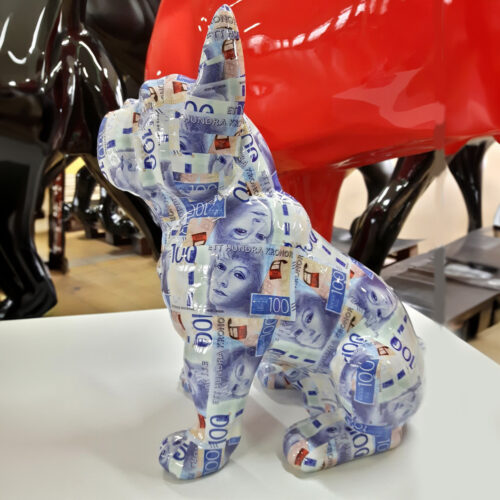 Mała figurka siedzący pies Bulldog Francuski - edycja pop-art
