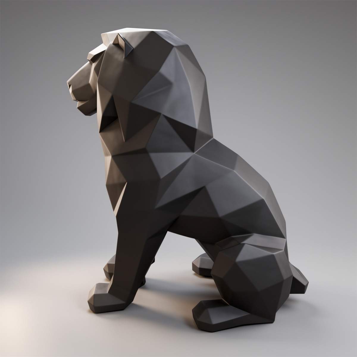 Lowpoly Löwenfigur 135 cm einfarbig – Bild 3