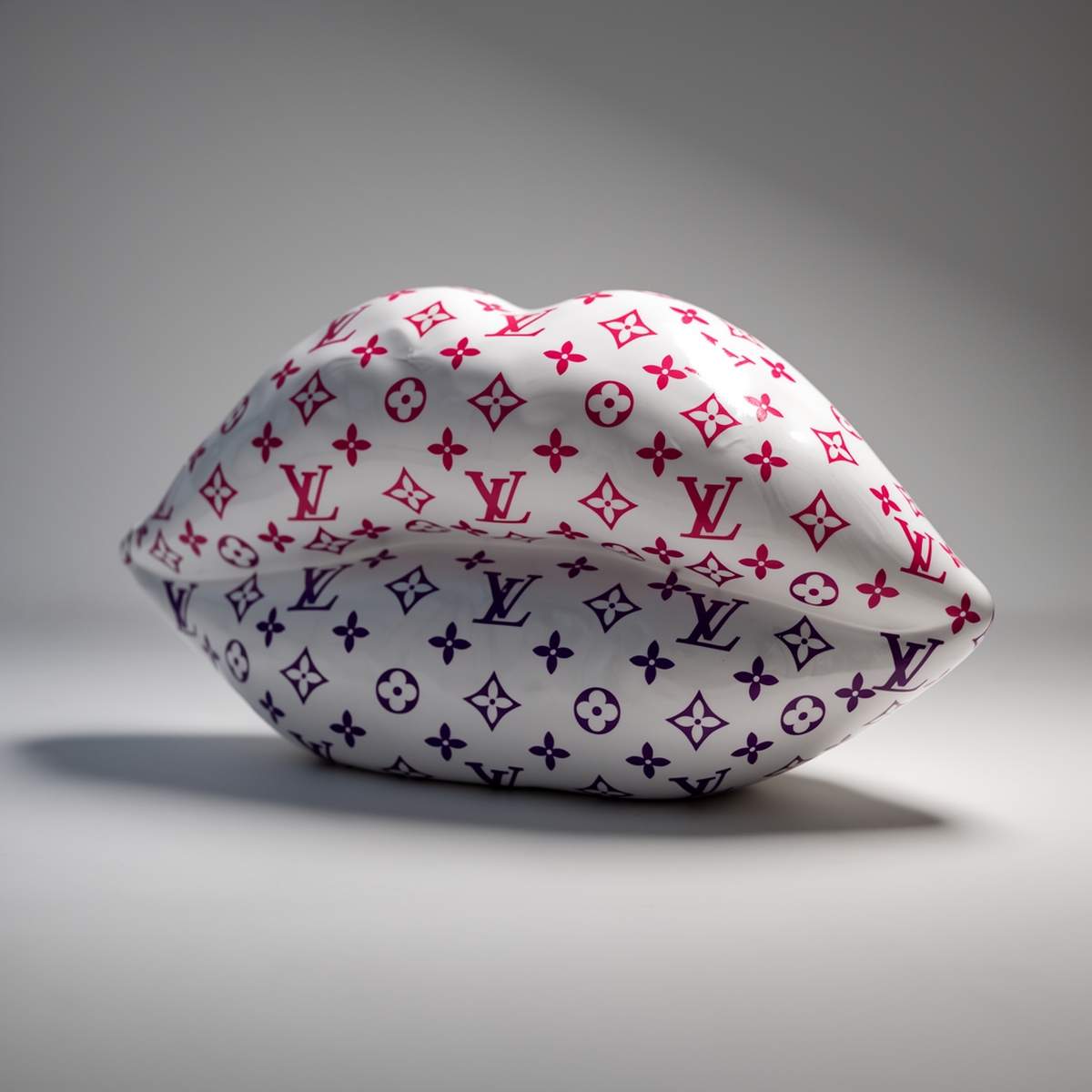 Dekorative Lippen Weiße Mit Monogramm Rosa Gradient Figur