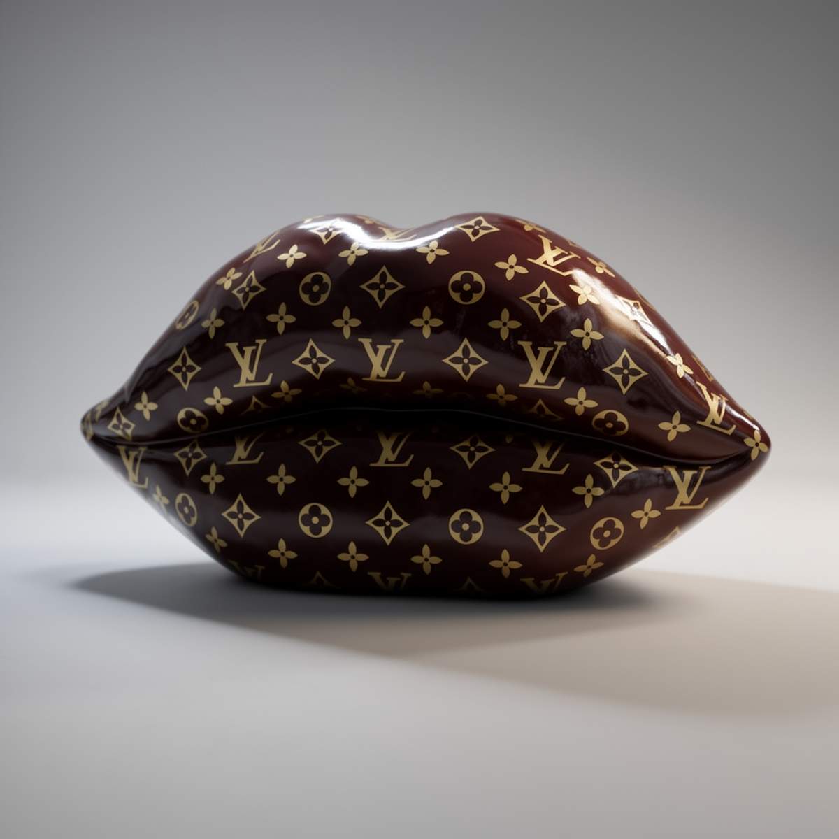 Dekorative Braun Lippen Mit Goldmonogramm Figur