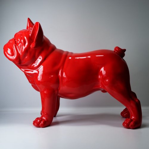 Duża figura bulldog francuski „Juki”- jednokolorowa czerwona