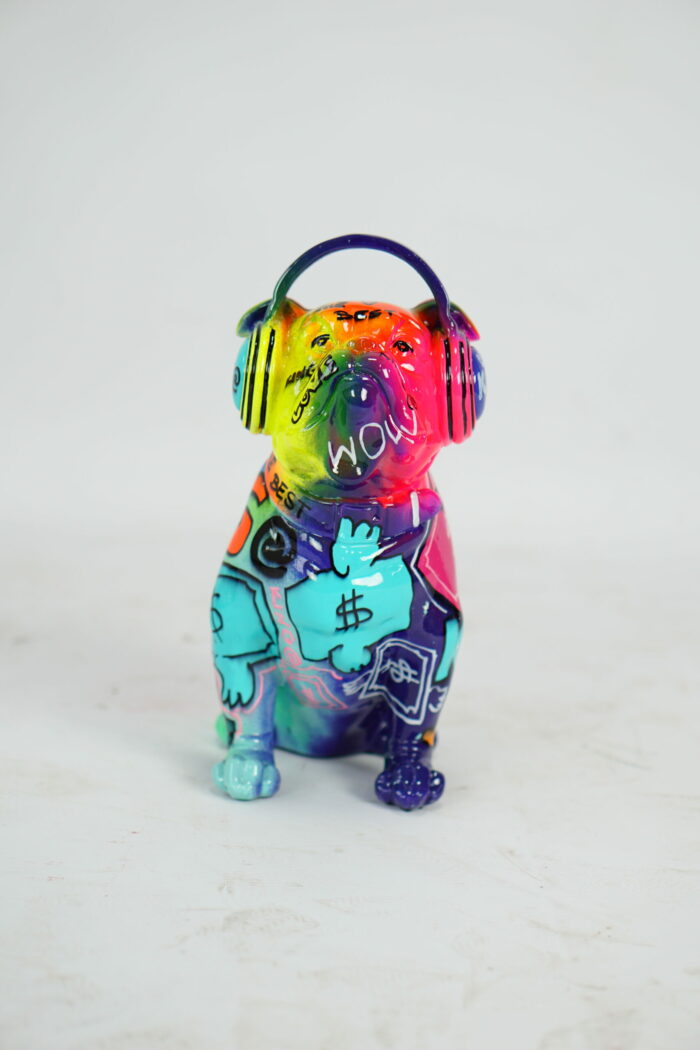pies Bulldog ze słuchawkami „Kinga” - pop art