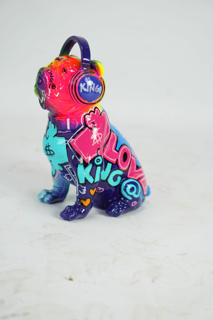 pies Bulldog ze słuchawkami „Kinga” - pop art