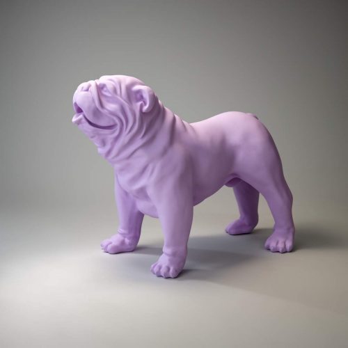 Figura dekoracyjna pies bulldog usa średni, pastelowy - fioletowy