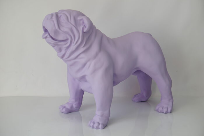 Figura dekoracyjna pies bulldog usa średni, pastelowy - fioletowy