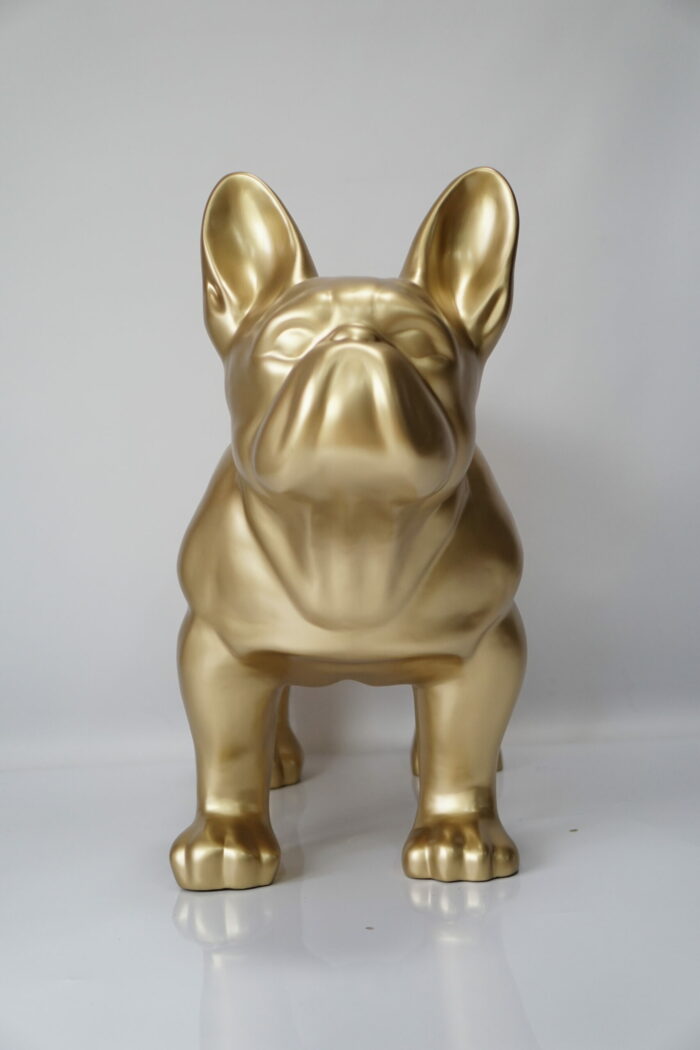 Stojący pies bulldog francuski 90cm - kolor złoty