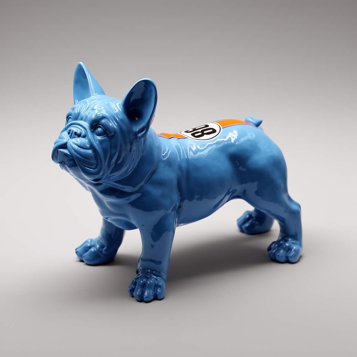 Dekorative Bulldogge Juki M Stehend Einfarbig Mit Aufkleber Figur