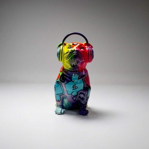 pies Bulldog ze słuchawkami „Kinga” - pop art