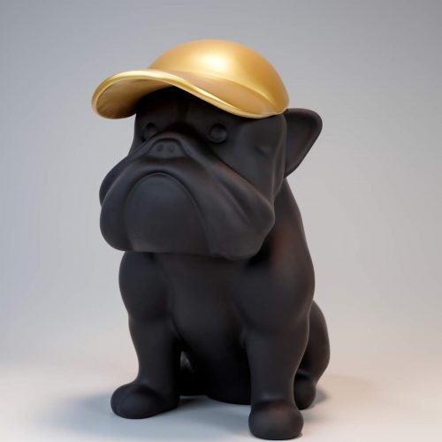 Bulldogge mit Kappe - matt lackiert