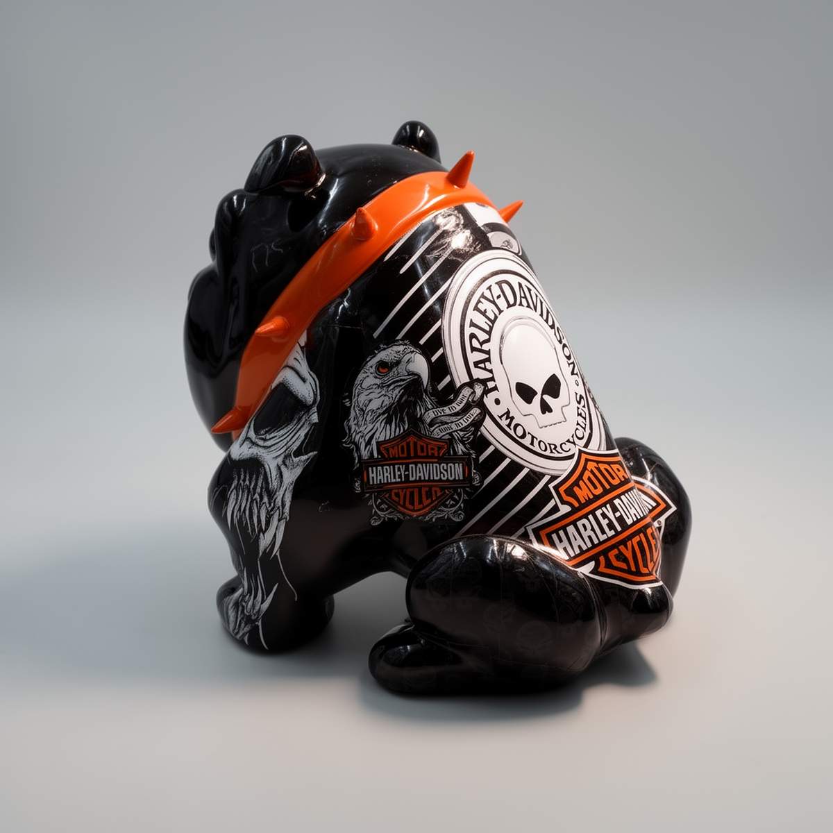 Dekorative Bulldogge Avella 55 cm Harley Davidson Figur – Bild 3