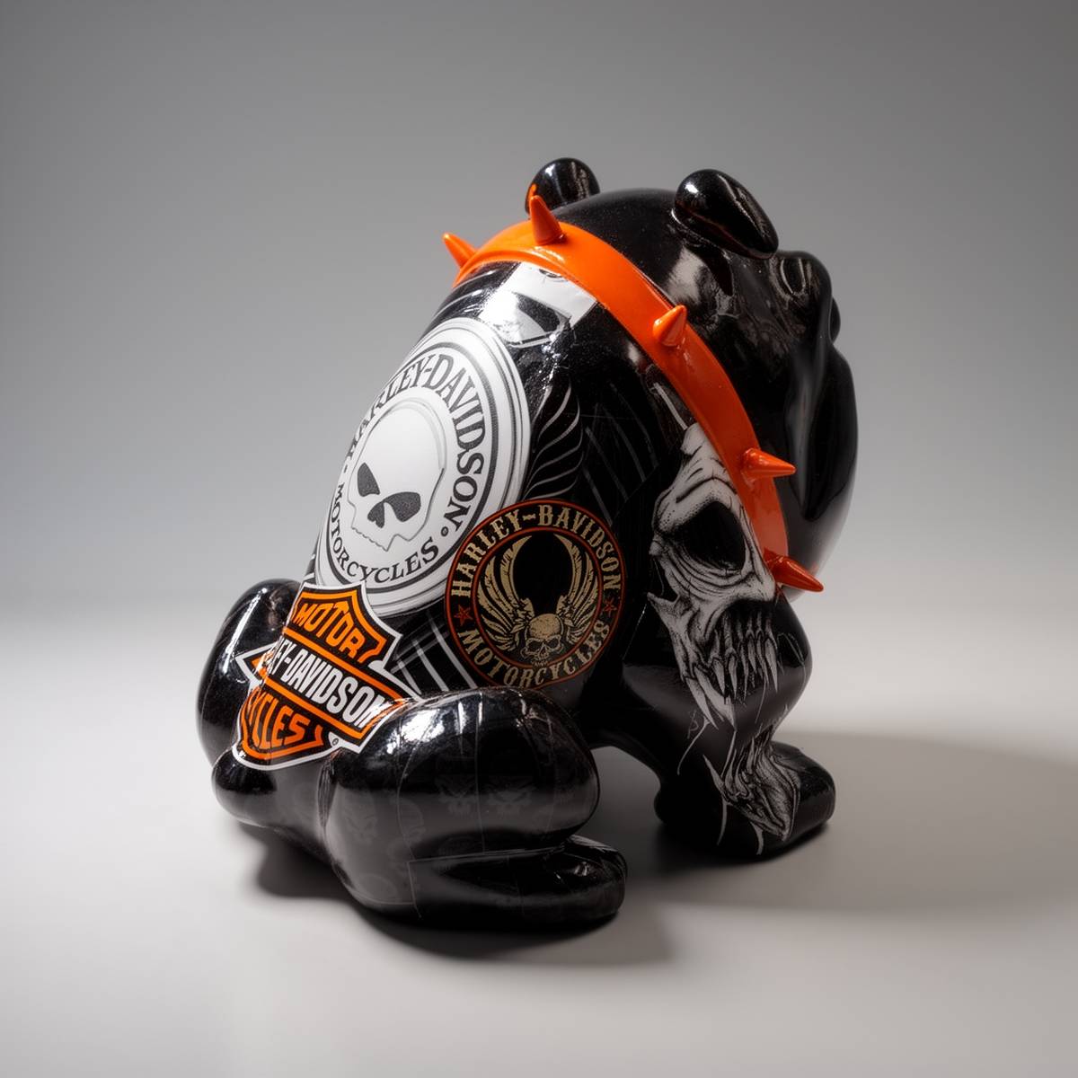 Dekorative Bulldogge Avella 55 cm Harley Davidson Figur – Bild 2