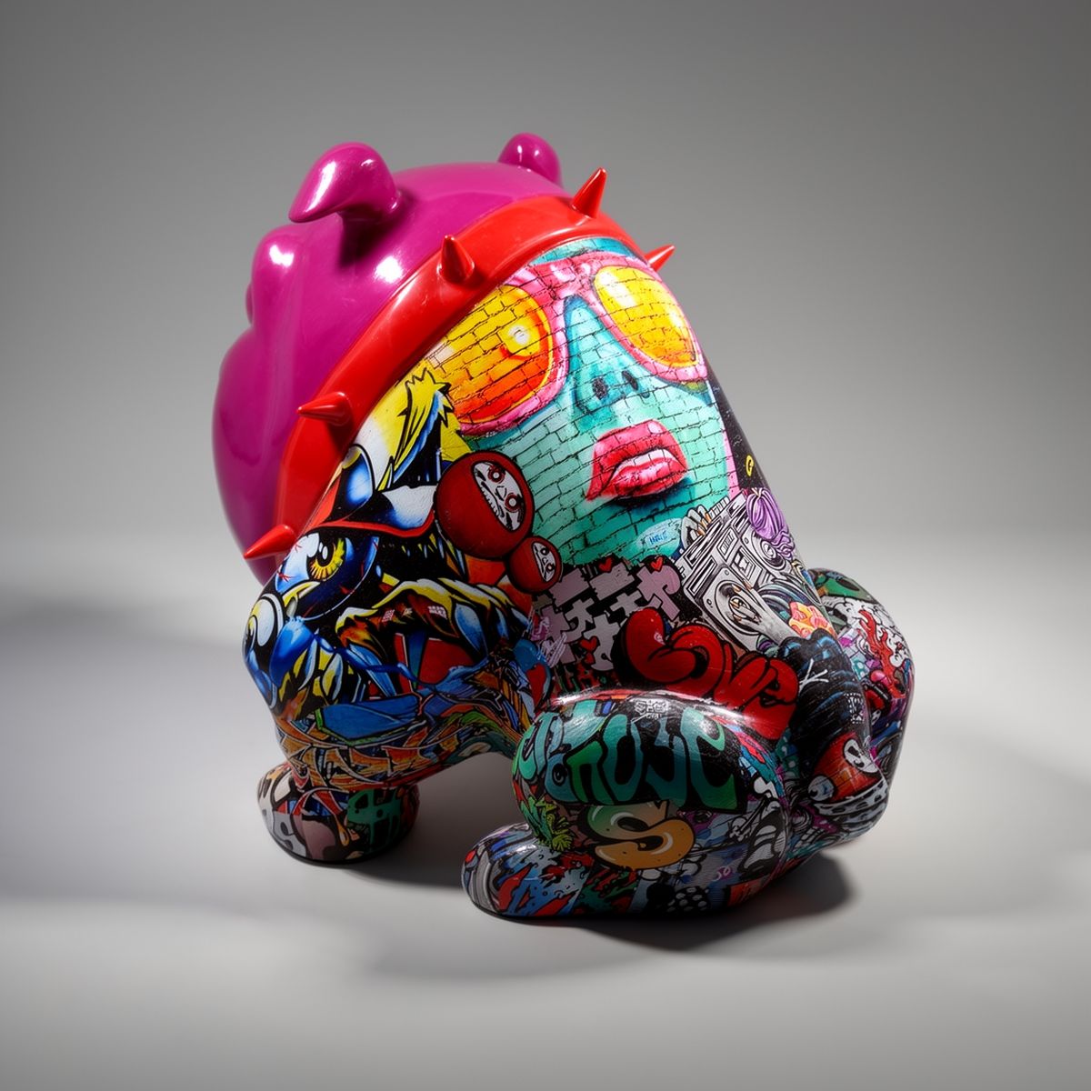 Dekorative Bulldogge Avella 55 cm Graffiti Figur – Bild 3