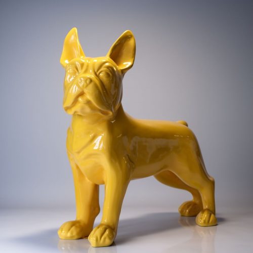 Große Figur eines französischen Bulldogs - Gelb
