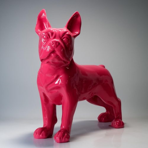 Große Figur eines französischen Bulldoggen - Pink