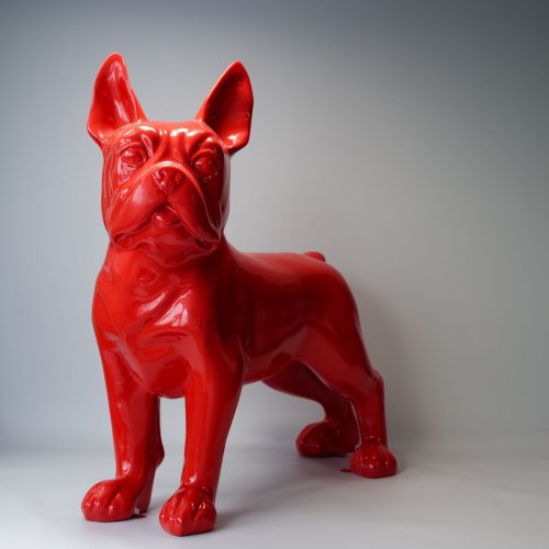 Große Figur eines französischen Bulldogs - Rot