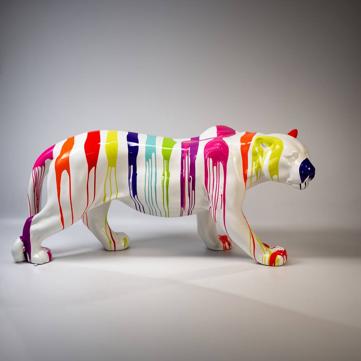 Dekorative Panther Stehend Lebensgroß Mehrfarbig Figur – Bild 2