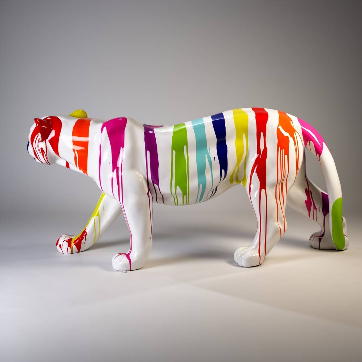 Dekorative Panther Stehend Lebensgroß Mehrfarbig Figur – Bild 3