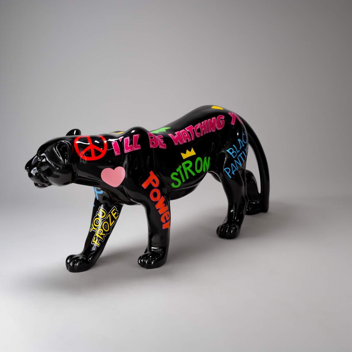 Lebensgrosse Stehende Panther Graffiti Dekofigur – Bild 3