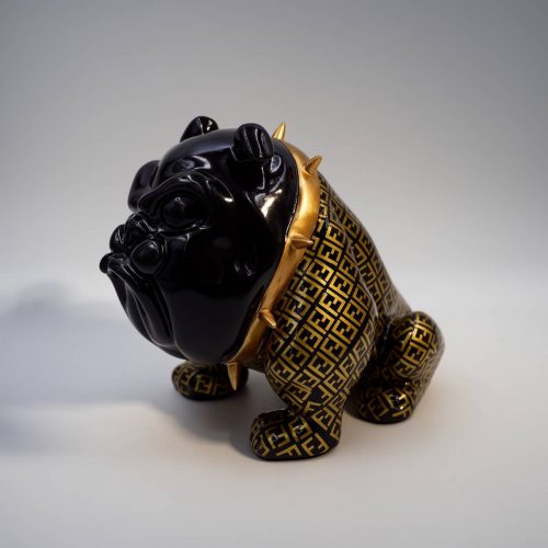 Bulldoggenfigur Avella 22 cm – Motiv F beklebt