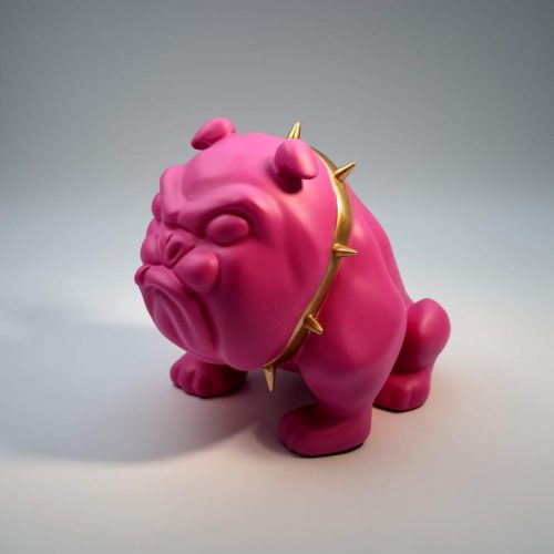 Bulldog Avella 55cm Hund - rosa Matte