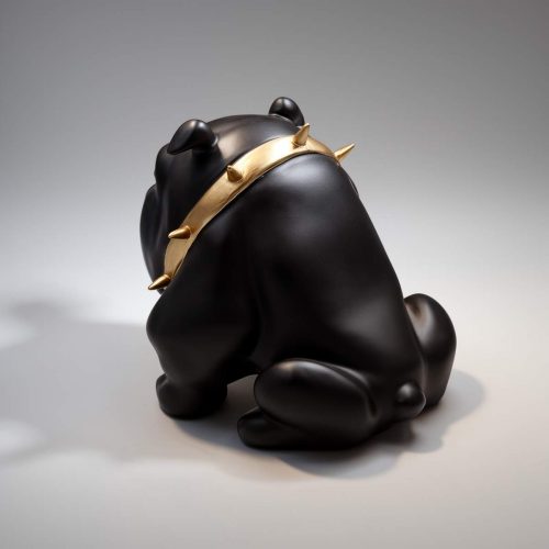 Hund Bulldog Avella 22cm - Matt Schwarz