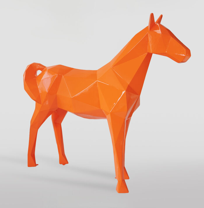 Duży koń geometryczny z laminatu - pomarańczowy