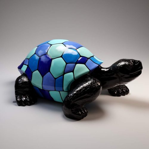 Große Figur einer gehenden blauen Schildkröte - Blue Smartie