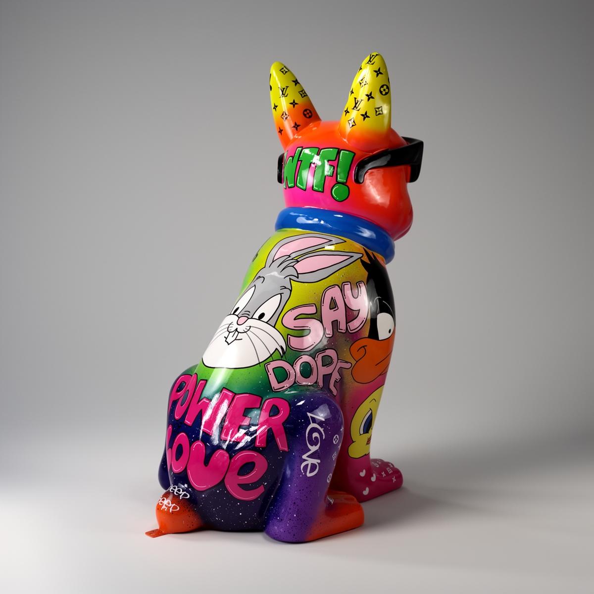 Große Dekorative Bulldogge Mit Krawatte Und Brille Looney Tunes Figur – Bild 2