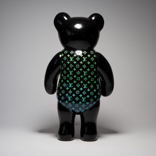 Stehender Teddybär-Monogramm - grüner Verlauf