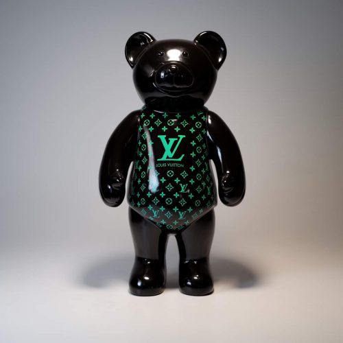 Stehender Teddybär-Monogramm - grüner Verlauf