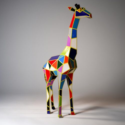 Große geometrische Giraffenfigur aus Laminat – Arlecchino