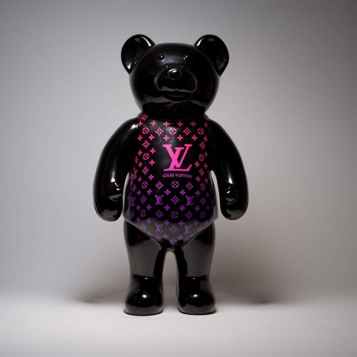 Stehender Teddybär-Monogramm - rosa Verlauf