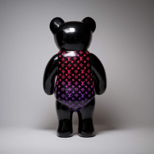 Stehender Teddybär-Monogramm - rosa Verlauf