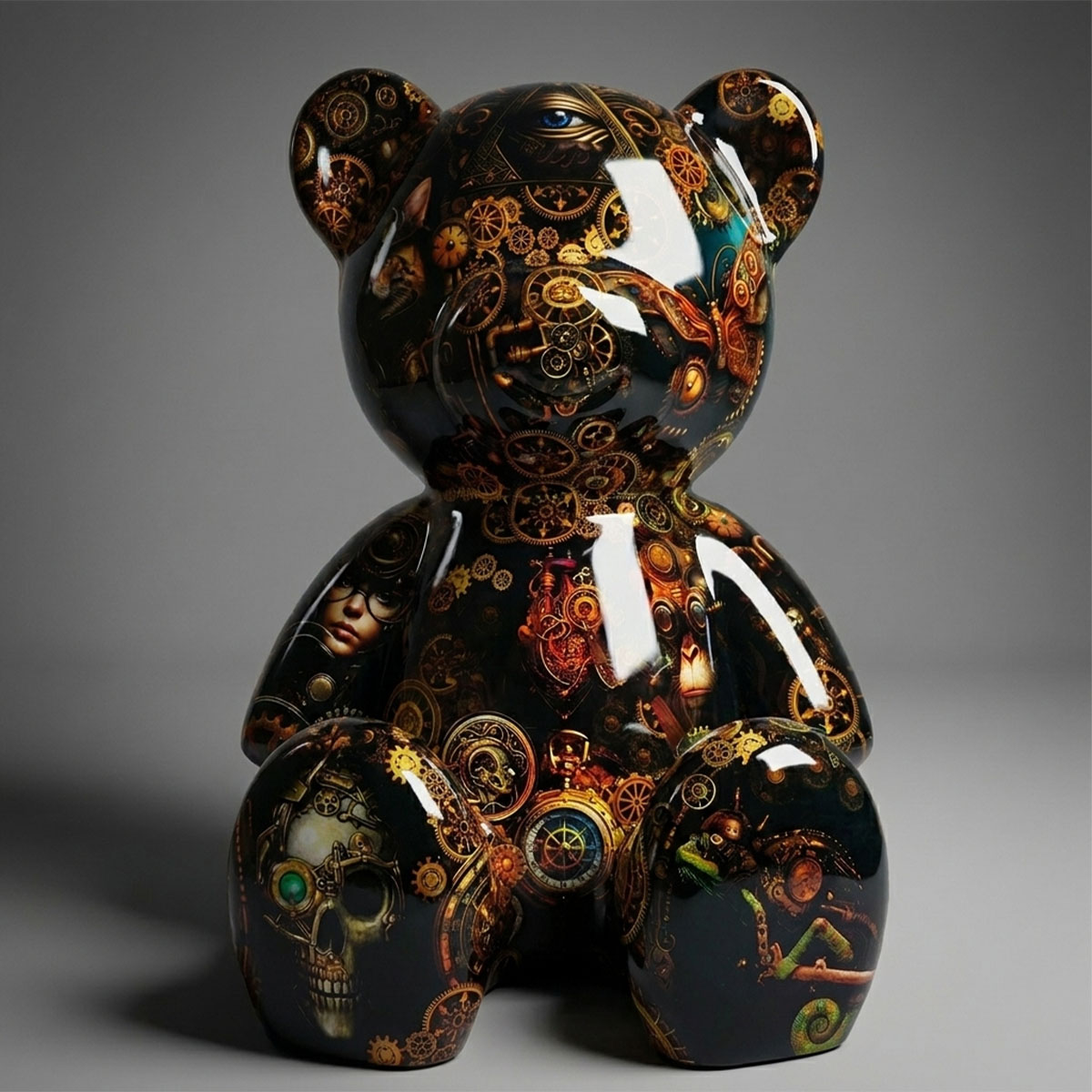 Große Dekorative Bär Sitzend Motiv Industrial Figur