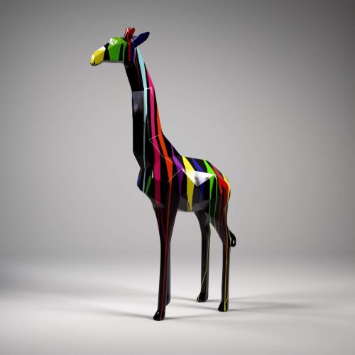 Große geometrische Giraffenfigur aus Laminat – Weiß