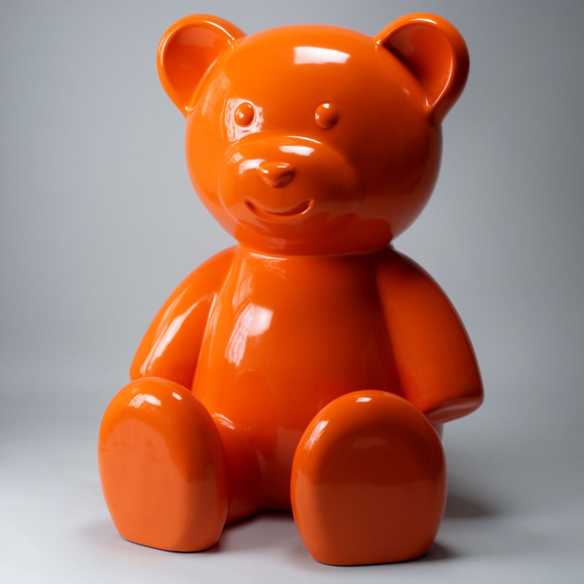 Große Dekorative Bär Sitzend Orange Figur